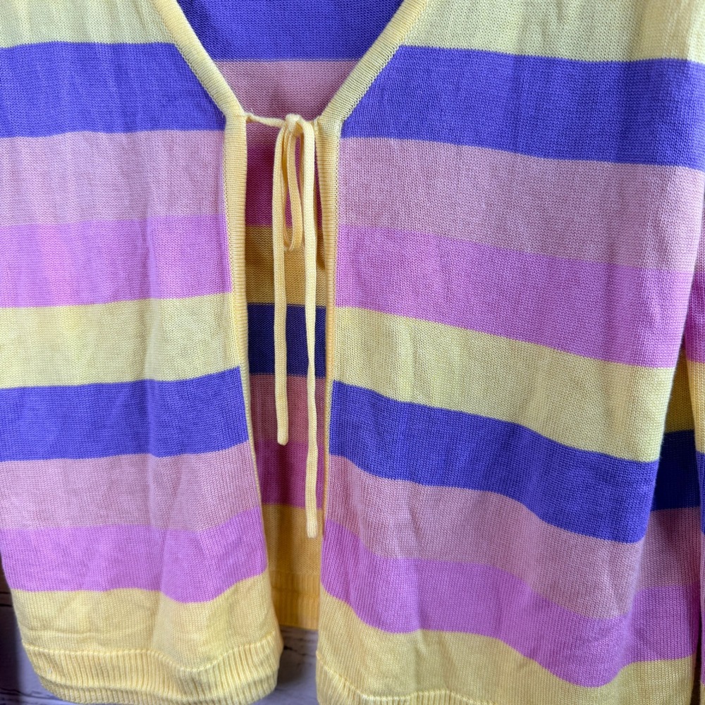 Nümph Tie Front Cardigan Sweater S Womens Pastel V Neck Long Sleeve Lightweight - Picture 6 of 7